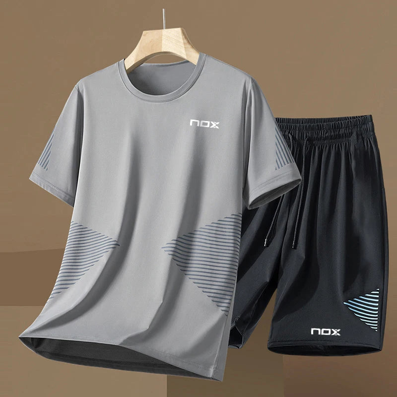 2024 Boutique Sportswear Men's Tennis Sportswear Fitness Short-sleeved Short-sleeved Summer Round Neck T-shirt Shorts Men's Suit