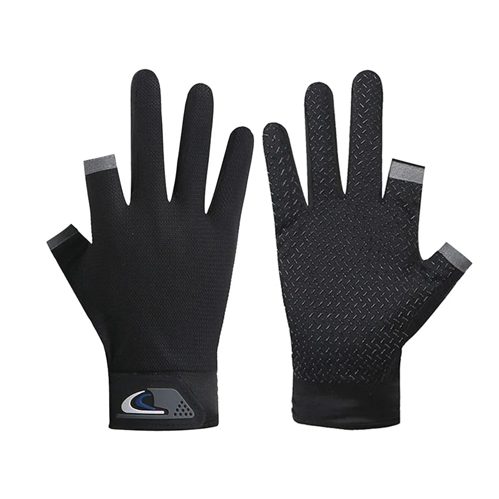 1Pair Fishing Gloves Anti-slip Breathable Two Finger Cut Sport Cycling Fishing Mitten Men Women Fashion Gloves Sport Equipment