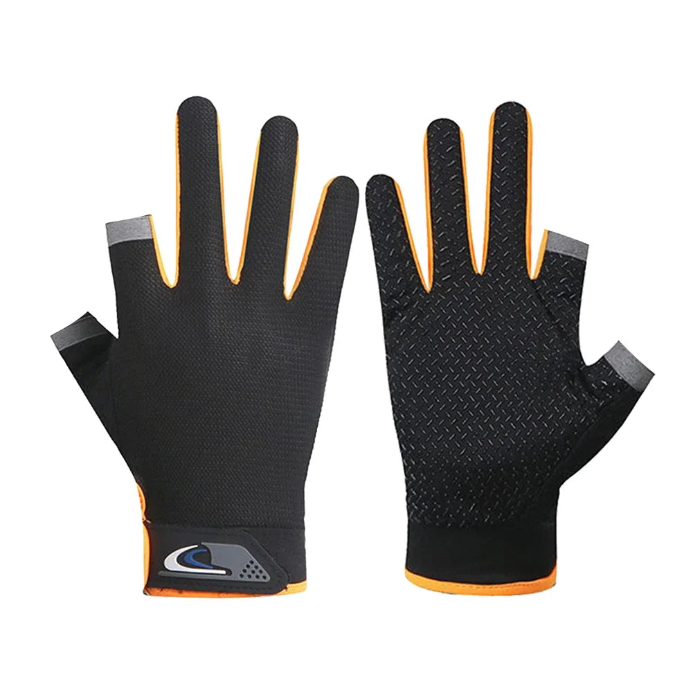 1Pair Fishing Gloves Anti-slip Breathable Two Finger Cut Sport Cycling Fishing Mitten Men Women Fashion Gloves Sport Equipment
