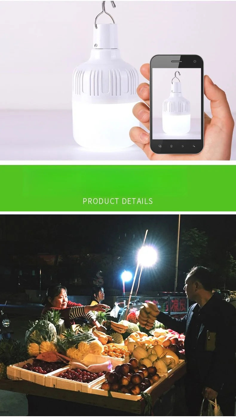 2pcs Rechargeable LED Indoor Outdoor Emergency Hookup Portable Lights with Battery Flashing Lights Barbecue Tent Camping Lights