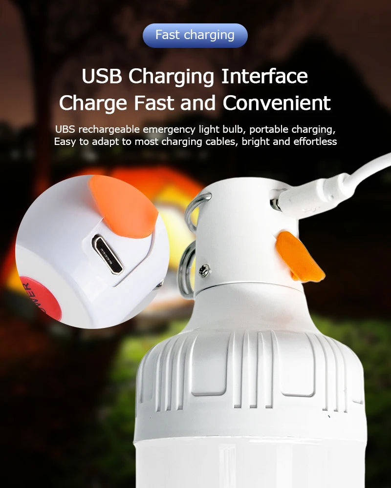 2pcs Rechargeable LED Indoor Outdoor Emergency Hookup Portable Lights with Battery Flashing Lights Barbecue Tent Camping Lights