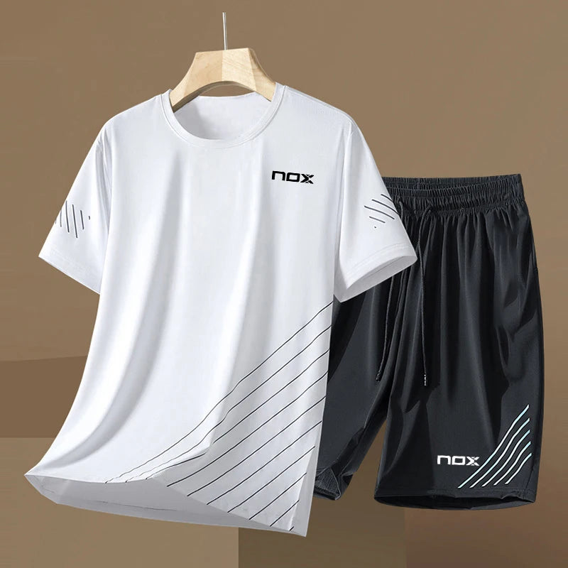 2024 Boutique Sportswear Men's Tennis Sportswear Fitness Short-sleeved Short-sleeved Summer Round Neck T-shirt Shorts Men's Suit
