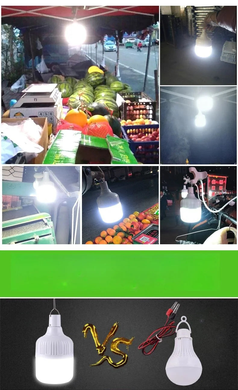 2pcs Rechargeable LED Indoor Outdoor Emergency Hookup Portable Lights with Battery Flashing Lights Barbecue Tent Camping Lights