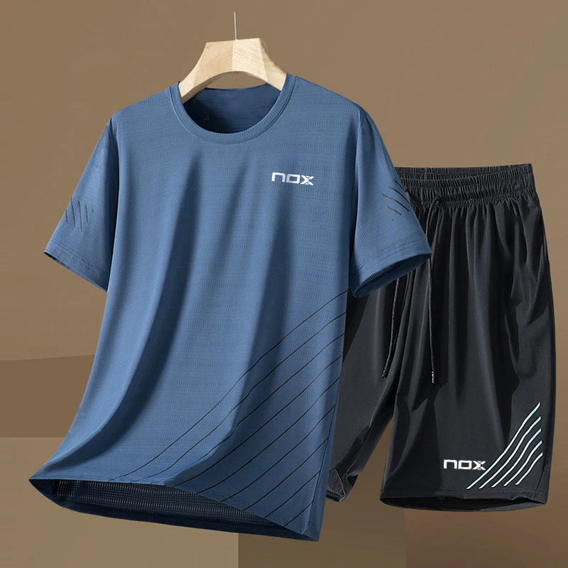 2024 Boutique Sportswear Men's Tennis Sportswear Fitness Short-sleeved Short-sleeved Summer Round Neck T-shirt Shorts Men's Suit